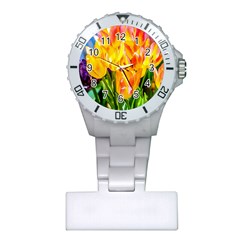 Festival Of Tulip Flowers Plastic Nurses Watch by FunnyCow