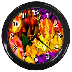 Fancy Tulip Flowers In Spring Wall Clock (black) by FunnyCow