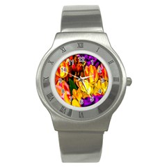 Fancy Tulip Flowers In Spring Stainless Steel Watch by FunnyCow