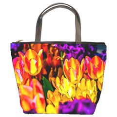 Fancy Tulip Flowers In Spring Bucket Bag by FunnyCow