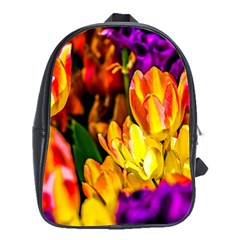 Fancy Tulip Flowers In Spring School Bag (large) by FunnyCow