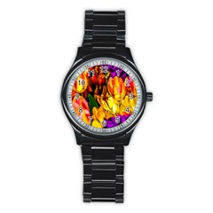 Fancy Tulip Flowers In Spring Stainless Steel Round Watch by FunnyCow