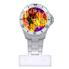 Fancy Tulip Flowers In Spring Plastic Nurses Watch by FunnyCow