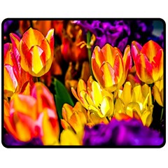 Fancy Tulip Flowers In Spring Double Sided Fleece Blanket (medium)  by FunnyCow