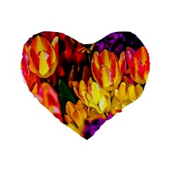 Fancy Tulip Flowers In Spring Standard 16  Premium Flano Heart Shape Cushions by FunnyCow