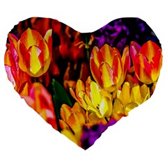 Fancy Tulip Flowers In Spring Large 19  Premium Flano Heart Shape Cushions by FunnyCow