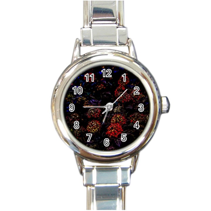 Floral Fireworks Round Italian Charm Watch