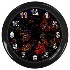 Floral Fireworks Wall Clock (black) by FunnyCow