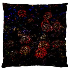 Floral Fireworks Large Flano Cushion Case (two Sides) by FunnyCow