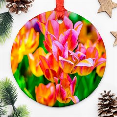 Blushing Tulip Flowers Ornament (round) by FunnyCow