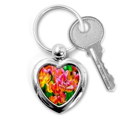 Blushing Tulip Flowers Key Chains (heart)  by FunnyCow