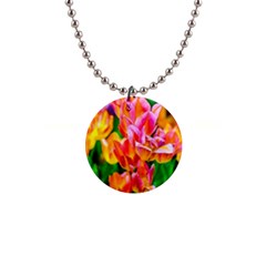 Blushing Tulip Flowers Button Necklaces by FunnyCow