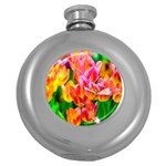 Blushing Tulip Flowers Round Hip Flask (5 oz) Front