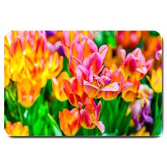 Blushing Tulip Flowers Large Doormat  by FunnyCow