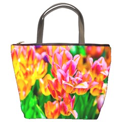 Blushing Tulip Flowers Bucket Bag by FunnyCow