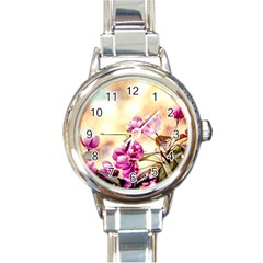 Paradise Apple Blossoms Round Italian Charm Watch by FunnyCow