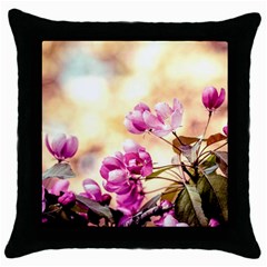 Paradise Apple Blossoms Throw Pillow Case (black) by FunnyCow