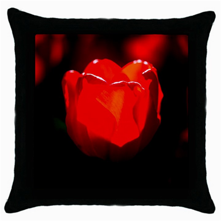 Red Tulip A Bowl Of Fire Throw Pillow Case (Black)