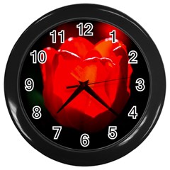 Red Tulip A Bowl Of Fire Wall Clock (black) by FunnyCow