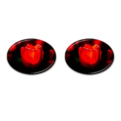 Red Tulip A Bowl Of Fire Cufflinks (oval) by FunnyCow