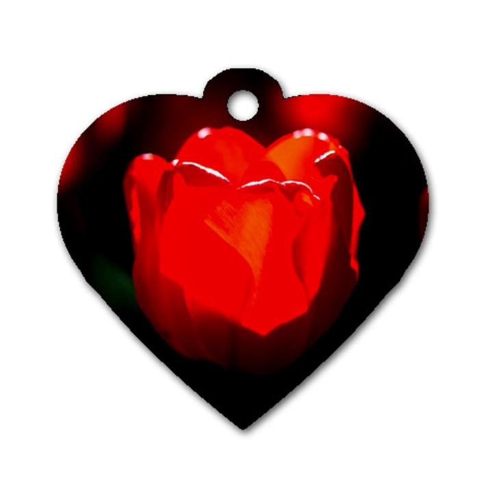 Red Tulip A Bowl Of Fire Dog Tag Heart (Two Sides)