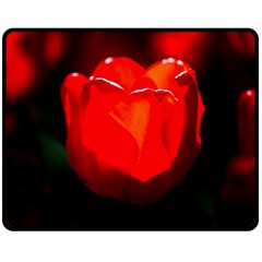 Red Tulip A Bowl Of Fire Fleece Blanket (medium)  by FunnyCow