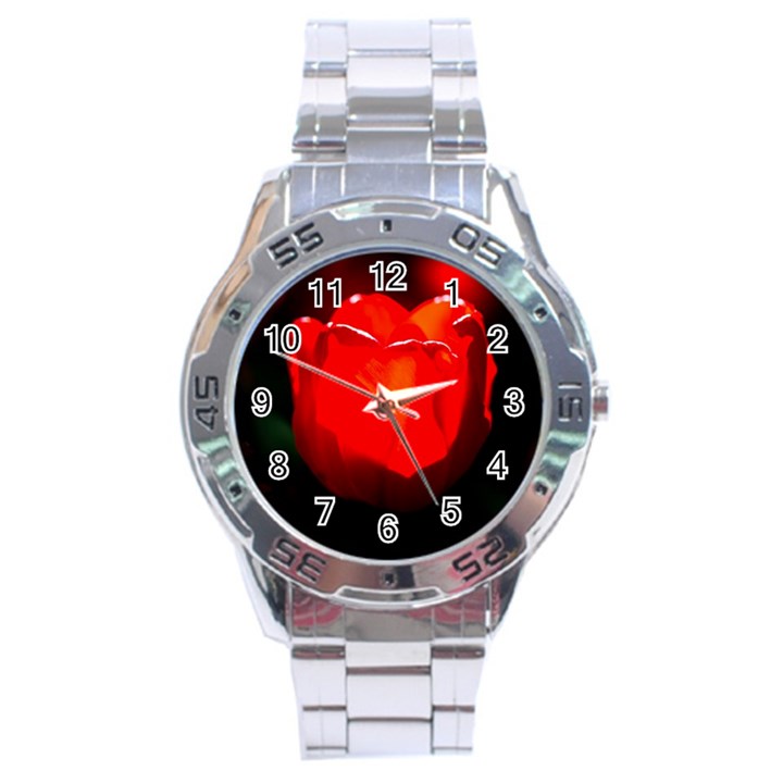 Red Tulip A Bowl Of Fire Stainless Steel Analogue Watch