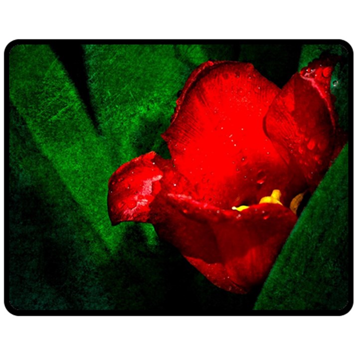 Red Tulip After The Shower Fleece Blanket (Medium) 