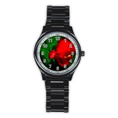 Red Tulip After The Shower Stainless Steel Round Watch by FunnyCow