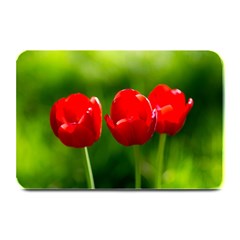 Three Red Tulips, Green Background Plate Mats by FunnyCow