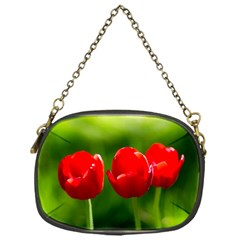 Three Red Tulips, Green Background Chain Purse (one Side) by FunnyCow