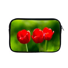 Three Red Tulips, Green Background Apple Macbook Pro 13  Zipper Case by FunnyCow