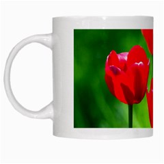 Red Tulip Flowers, Sunny Day White Mugs by FunnyCow