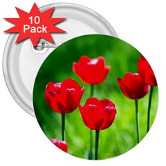 Red Tulip Flowers, Sunny Day 3  Buttons (10 Pack)  by FunnyCow