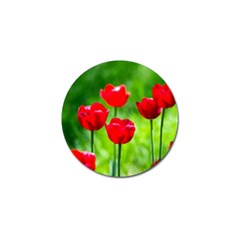 Red Tulip Flowers, Sunny Day Golf Ball Marker (4 Pack) by FunnyCow