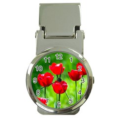 Red Tulip Flowers, Sunny Day Money Clip Watches by FunnyCow