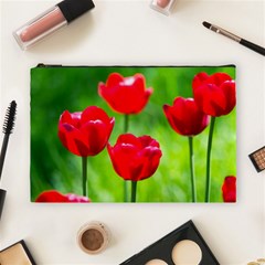 Red Tulip Flowers, Sunny Day Cosmetic Bag (large) by FunnyCow