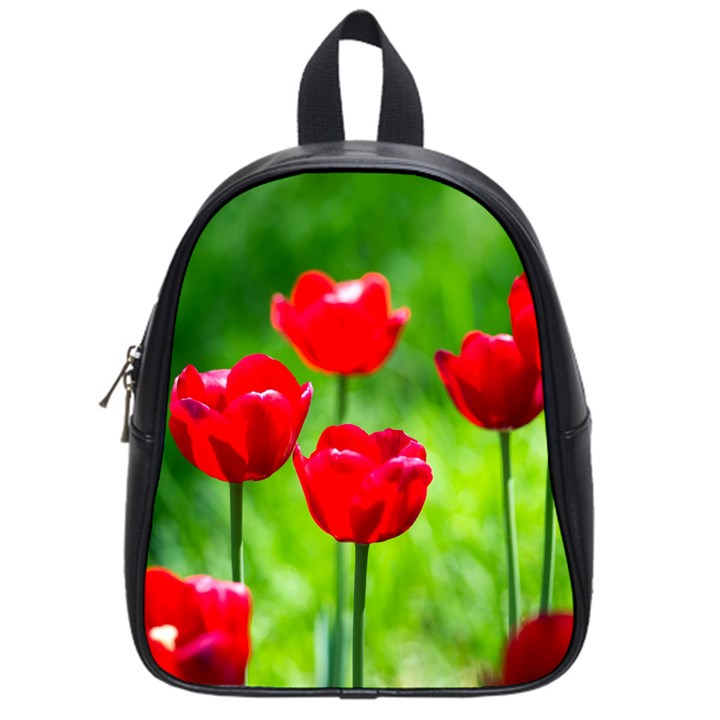 Red Tulip Flowers, Sunny Day School Bag (Small)