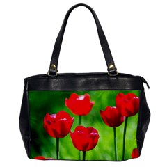 Red Tulip Flowers, Sunny Day Oversize Office Handbag by FunnyCow