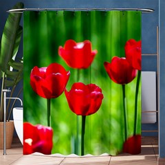 Red Tulip Flowers, Sunny Day Shower Curtain 60  X 72  (medium)  by FunnyCow