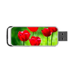 Red Tulip Flowers, Sunny Day Portable Usb Flash (one Side) by FunnyCow