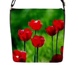 Red Tulip Flowers, Sunny Day Flap Closure Messenger Bag (l) by FunnyCow