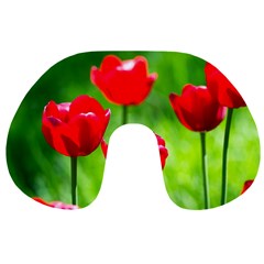 Red Tulip Flowers, Sunny Day Travel Neck Pillows by FunnyCow