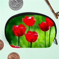 Red Tulip Flowers, Sunny Day Accessory Pouch (large) by FunnyCow