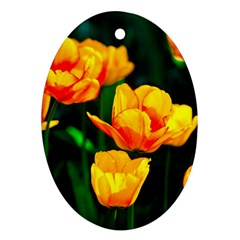 Yellow Orange Tulip Flowers Ornament (oval) by FunnyCow