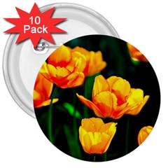 Yellow Orange Tulip Flowers 3  Buttons (10 Pack)  by FunnyCow