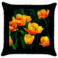 Yellow Orange Tulip Flowers Throw Pillow Case (black) by FunnyCow