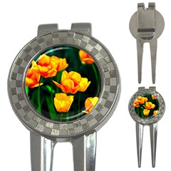 Yellow Orange Tulip Flowers 3-in-1 Golf Divots by FunnyCow