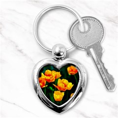 Yellow Orange Tulip Flowers Key Chains (heart)  by FunnyCow