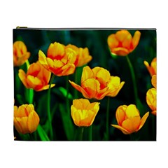 Yellow Orange Tulip Flowers Cosmetic Bag (xl) by FunnyCow